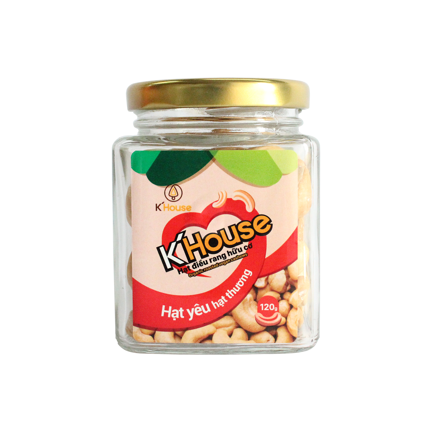 Hạt Điều Rang Chay Hữu Cơ K’House Hũ 120gr